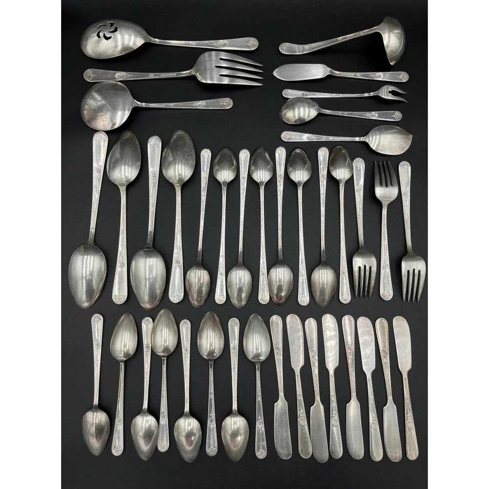 Vintage Silver Plated Silverware Set: Holmes & Edwards, 39-Piece